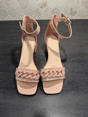 Sandals Chain-Link Ankle-Strap Block Heels. New never worn.